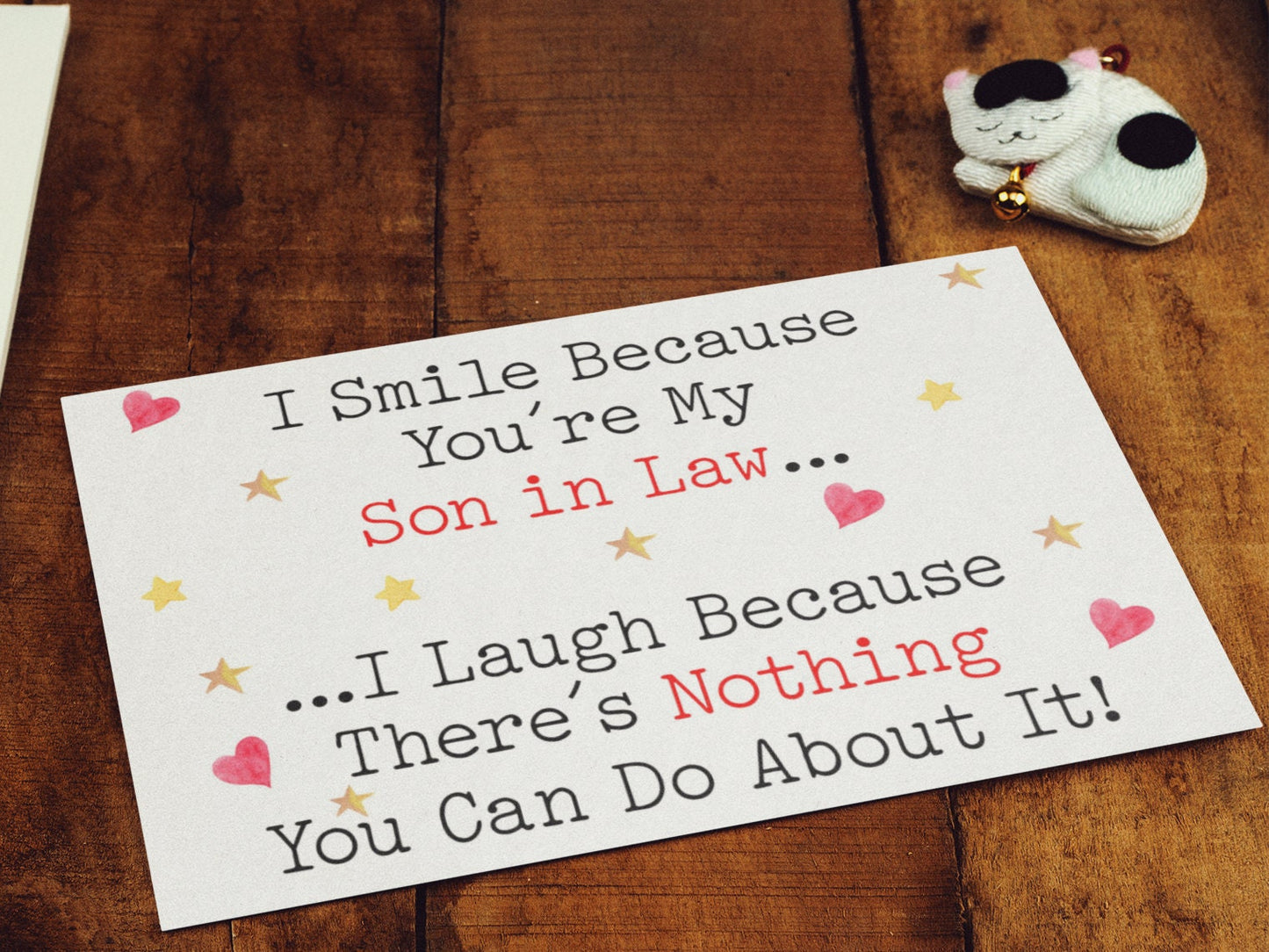 Son In Law Birthday Card - I Smile I Laugh Because There's Nothing You Can Do About It - Nice Cute Funny Novelty Greeting Card