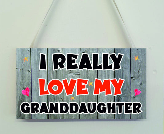 Granddaughter Fun Plaque - I Really Love My Granddaughter - Novelty Plaque - Birthday Christmas Gift Present