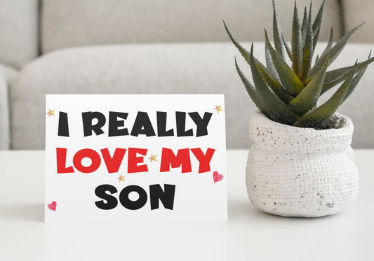 Son Birthday Card - I Really Love My Son - Nice Cute Novelty Greeting Card
