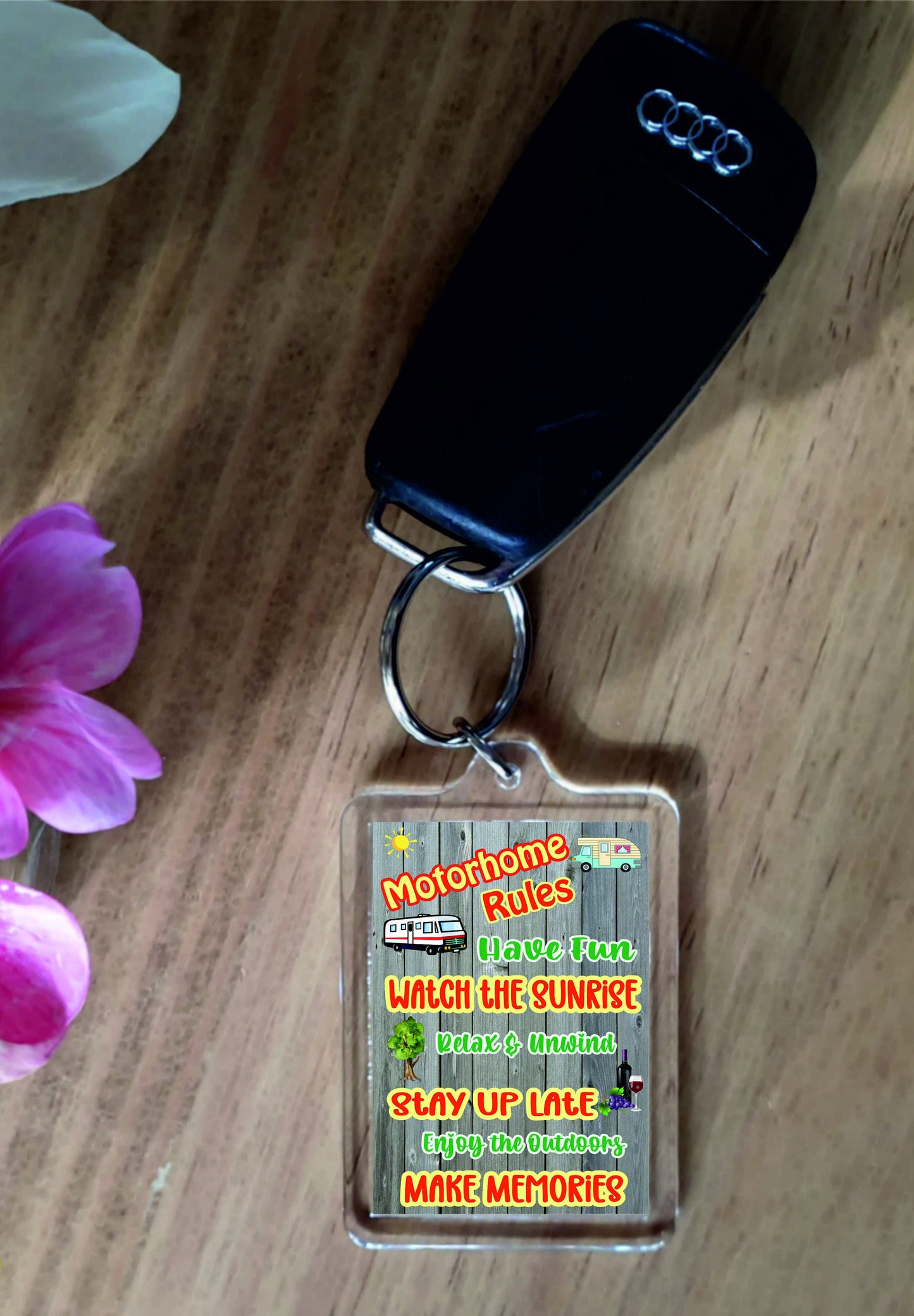 Motorhome Keyring Gift - Motorhome Rules - Nice Fun Cute Novelty Motorhoming Present
