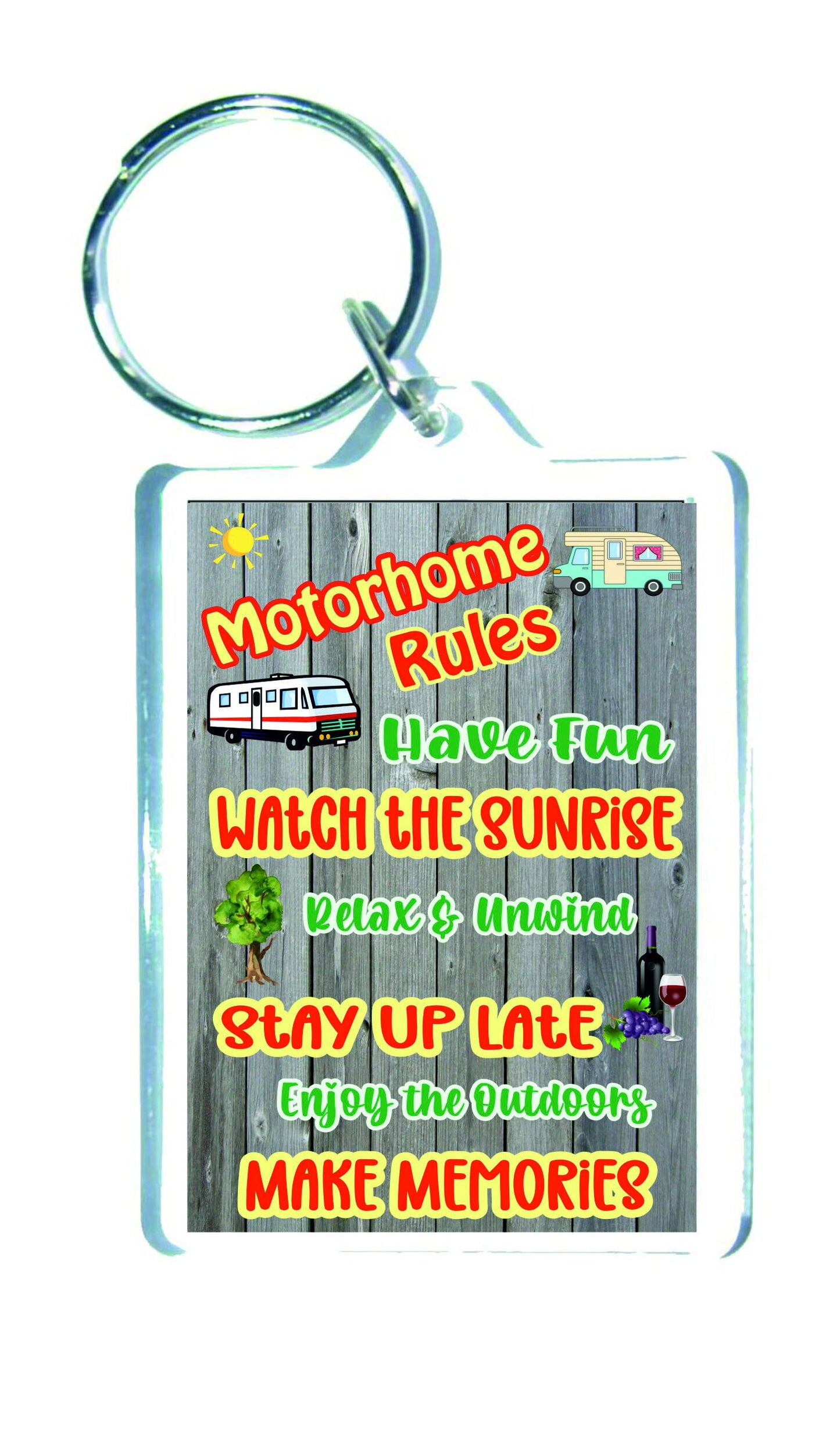 Motorhome Keyring Gift - Motorhome Rules - Nice Fun Cute Novelty Motorhoming Present