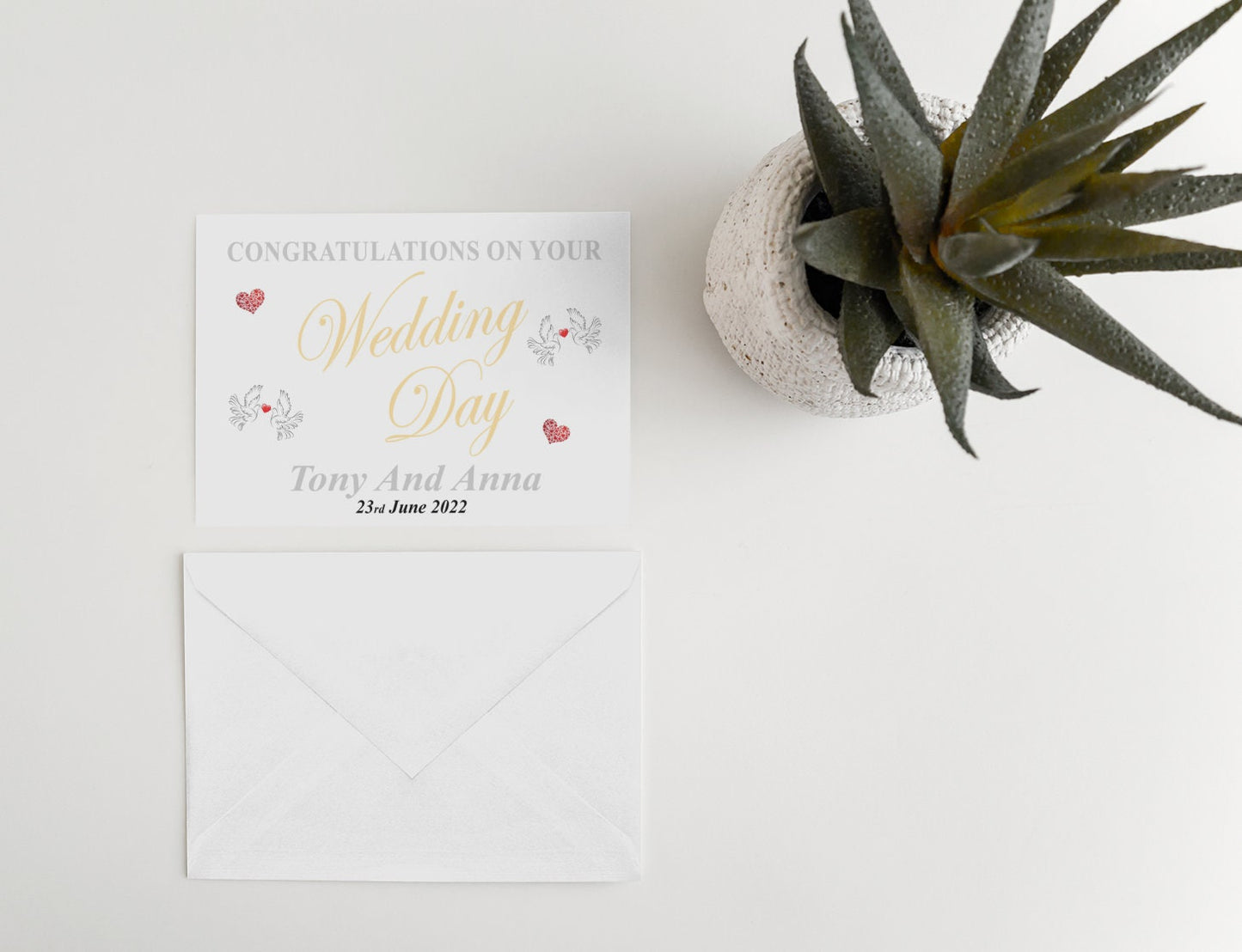 Wedding Day Card - Congratulations On Your Wedding Day - Nice Cute Novelty Greetings Card Add Name and Date
