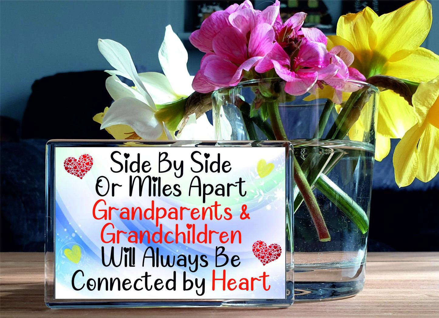 Grandparents Grandchildren Fridge Magnet - Side By Side Or Miles Apart - Novelty Love Gift - Fun Birthday Christmas Present