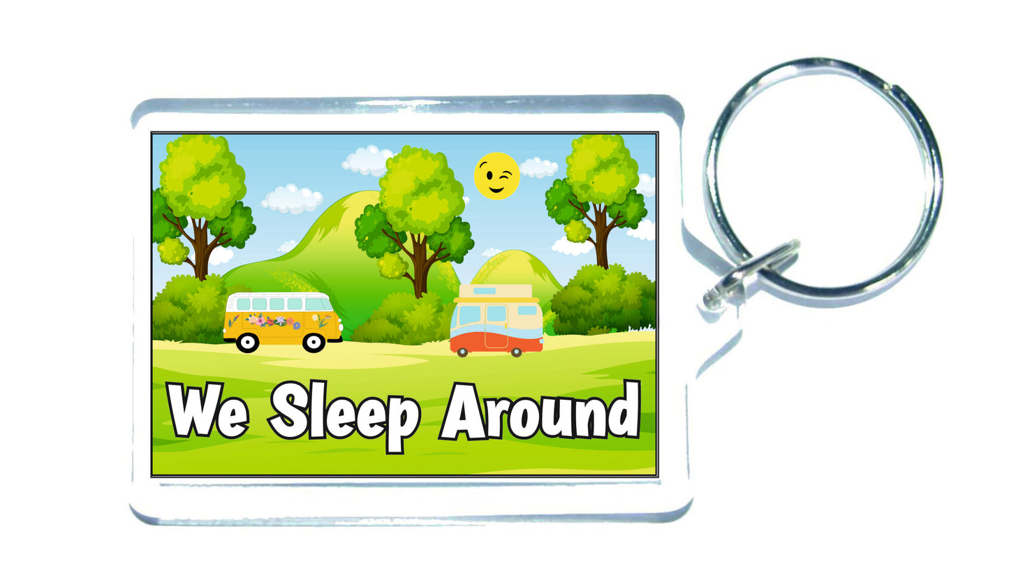 Campervan Keyring - We Sleep Around - Fun Cheeky Cute Gift - Novelty Birthday Present