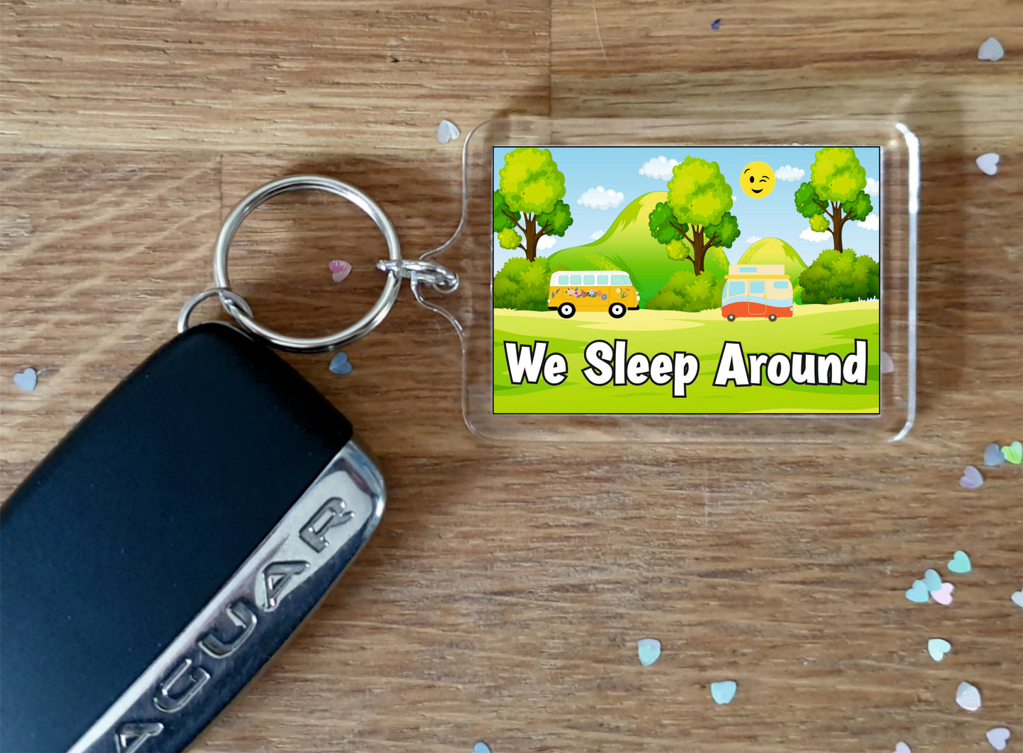 Campervan Keyring - We Sleep Around - Fun Cheeky Cute Gift - Novelty Birthday Present