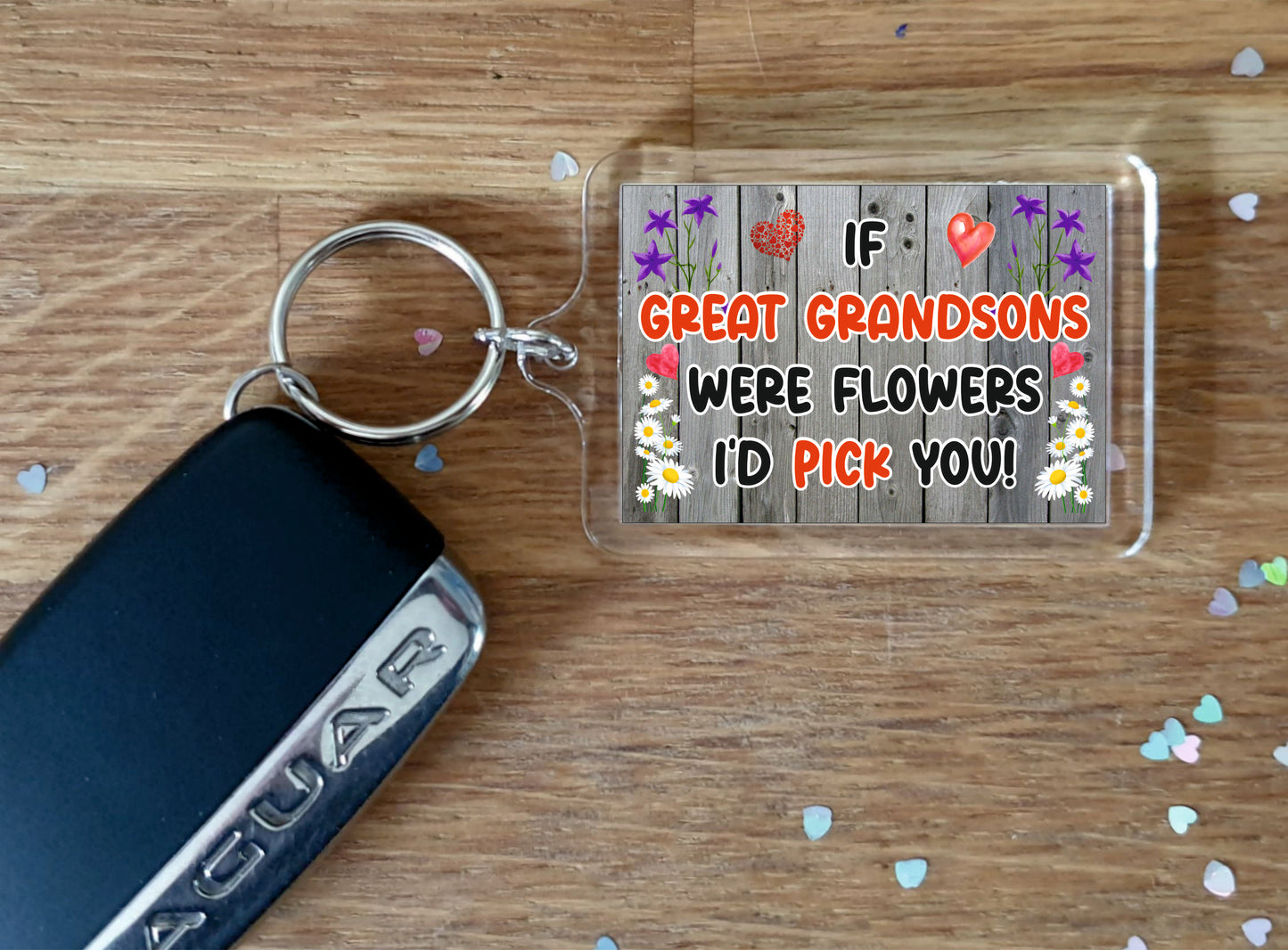 Great Grandson Keyring Gift - If Great Grandsons Were Flowers I'd Pick You - Fun Novelty Christmas Birthday Present
