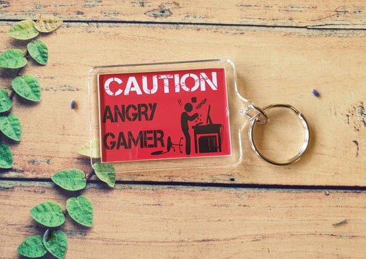 Gaming Keyring Gift - Angry Gamer - Fun PS4 PS5 Xbox PC Videogame Cute Novelty Present