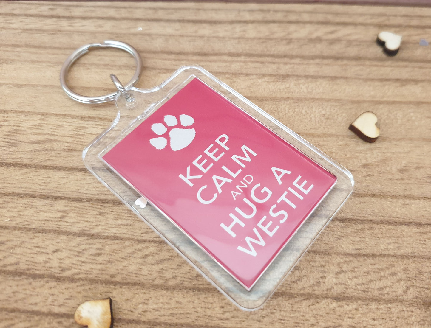 Westie Keyring Gift - Keep Calm And Hug A Westie - Fun Cute Dog Owner Lover Novelty Present