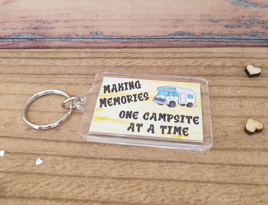 Motorhome Keyring - Making Memories One Campsite at a Time - Fun Cute Novelty Present