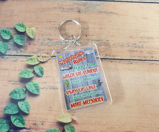 Motorhome Keyring Gift - Motorhome Rules - Nice Fun Cute Novelty Motorhoming Present