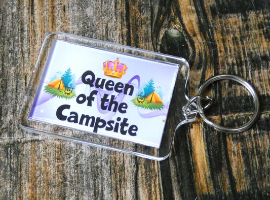 Camping Keyring - Queen Of The Campsite - Fun Cheeky Cute Gift - Novelty Birthday Present