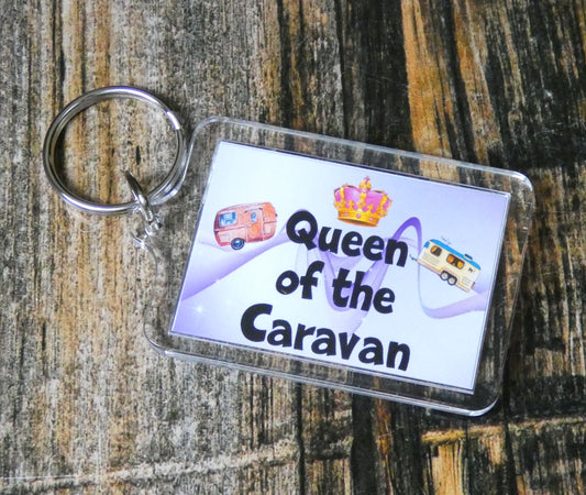 Caravan Keyring - Queen Of The Caravan - Fun Cheeky Cute Gift - Novelty Birthday Present
