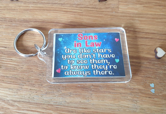 Son in Law Keyring Gift - Sons in Law Are Like Stars - Fun Cute Novelty Present