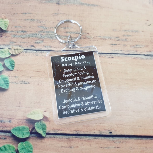 Scorpio Star Sign Keyring - Astrology Zodiac Novelty Present Key Ring Gift Key Chain Cute Custom
