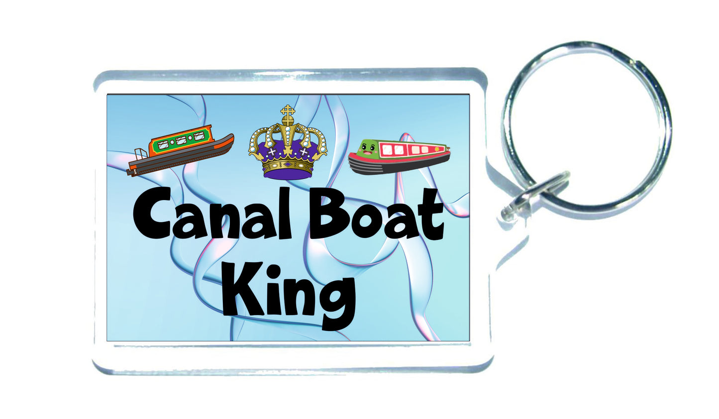 Canal Boat Keyring - Canal Boat King - Fun Cheeky Cute Gift - Novelty Birthday Present