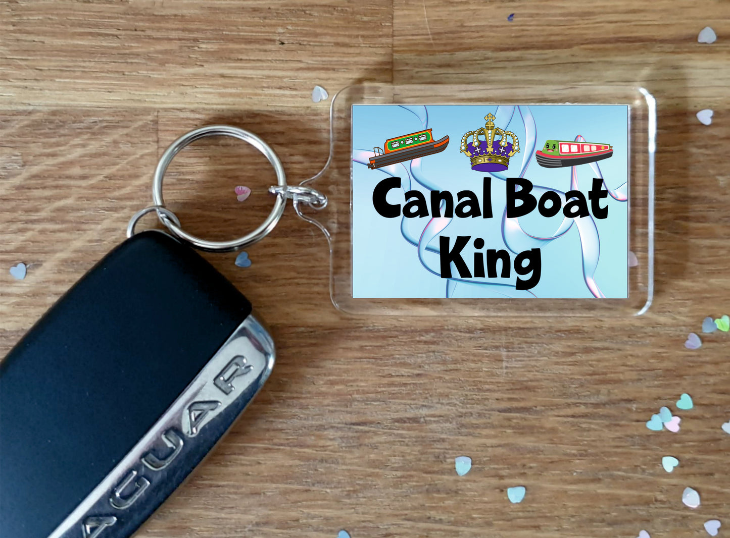 Canal Boat Keyring - Canal Boat King - Fun Cheeky Cute Gift - Novelty Birthday Present