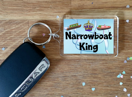 Narrowboat Keyring - Narrowboat King - Fun Cheeky Cute Gift - Novelty Birthday Present