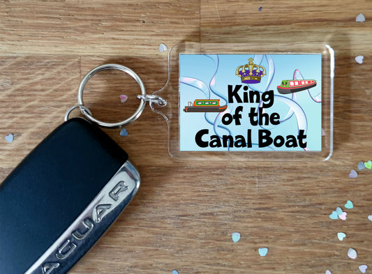 Canal Boat Keyring - King Of The Canal Boat - Fun Cheeky Cute Gift - Novelty Birthday Present