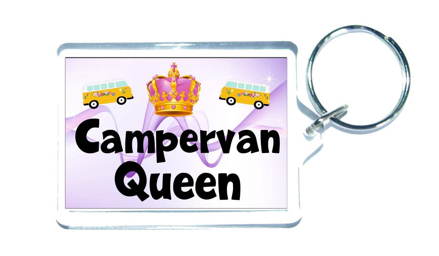 Campervan Keyring - Campervan Queen - Fun Cheeky Cute Gift - Novelty Birthday Present