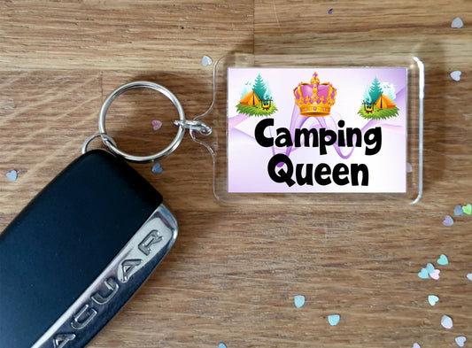 Camping Keyring - Camping Queen - Fun Cheeky Cute Gift - Novelty Birthday Present
