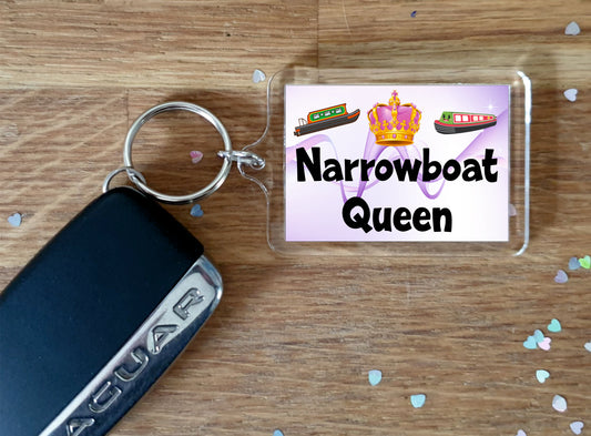 Narrowboat Keyring - Narrowboat Queen - Fun Cheeky Cute Gift - Novelty Birthday Present