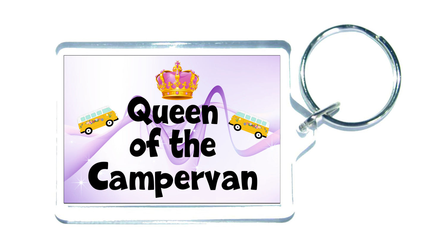 Campervan Keyring - Queen Of The Campervan - Fun Cheeky Cute Gift - Novelty Birthday Present