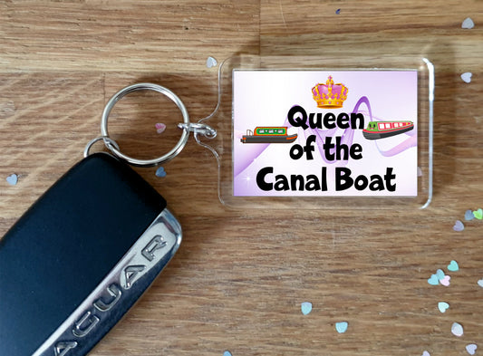 Canal Boat Keyring - Queen Of The Canal Boat - Fun Cheeky Cute Gift - Novelty Birthday Present