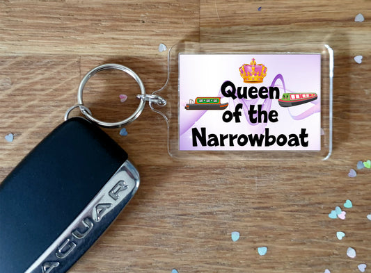 Narrowboat Keyring - Queen Of The Narrowboat - Fun Cheeky Cute Gift - Novelty Birthday Present