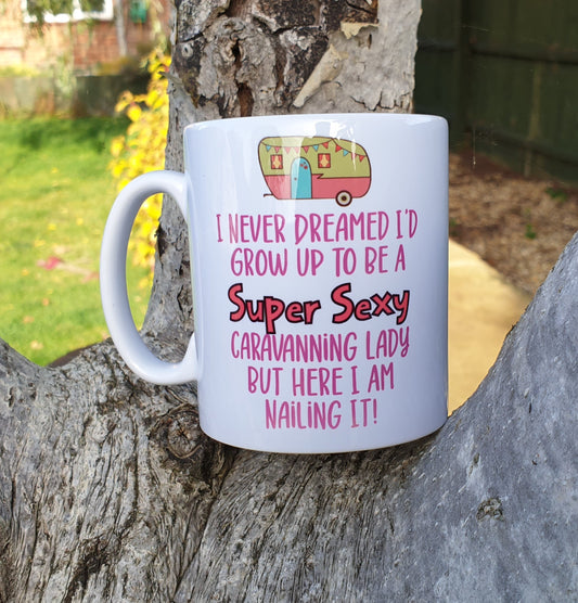Caravan Mug I Never Dreamed I'd Grow Up To Be A Caravanning Lady Nailing It Nice Novelty Funny Holiday Travel Cup Present