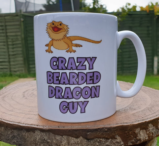 Bearded Dragon Mug Gift - Crazy Guy - Nice Funny Novelty Pet Owner Lover Fan Ceramic Cup for Men