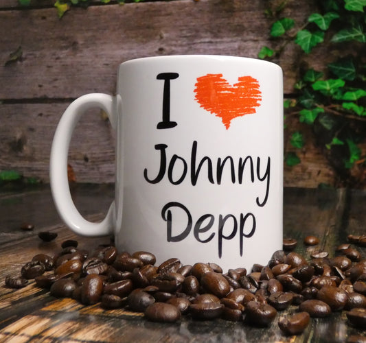 Johnny Depp Mug Gift - I Love Heart Johnny Depp - Cute Novelty Movie Star Fan Cup Present
