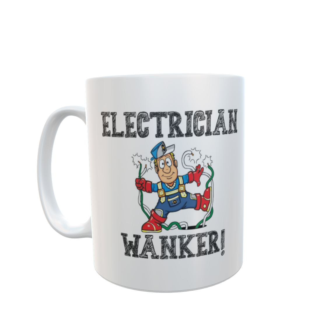 Electrician Mug Gift - Electrician Wanker - Novelty Cute Rude Funny Sparky Tradesperson Construction Trade Cup Present