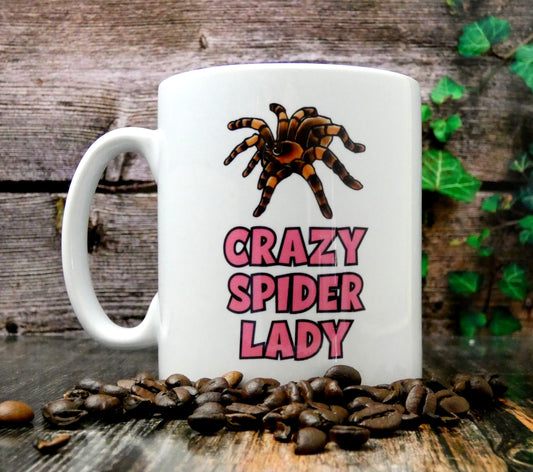 Spider Mug Gift - Crazy Spider Lady - Nice Funny Novelty Pet Owner Lover Fan Ceramic Cup Present
