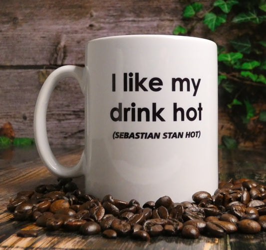Sebastian Stan Mug Gift - I Like My Drink Hot Sebastian Stan Hot - Fun Cute Novelty Movie Star Fan Cup Present