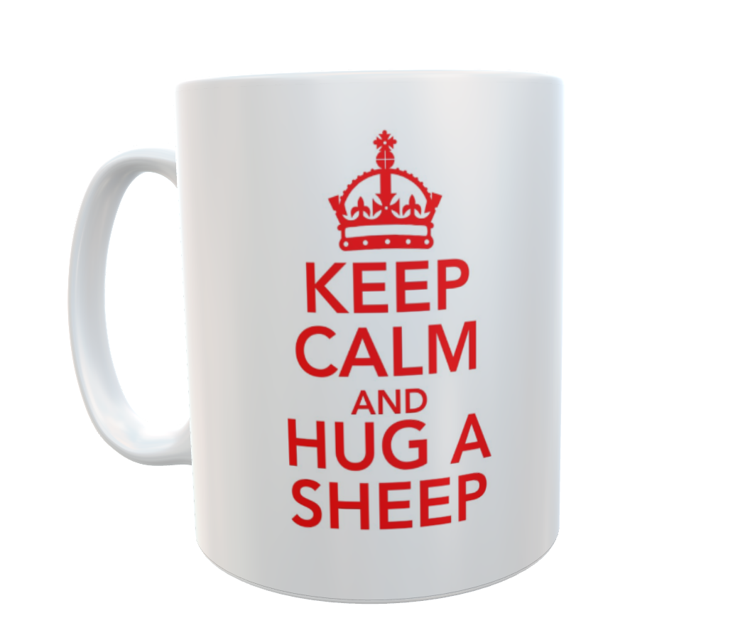 Sheep Mug - Keep Calm And Hug A Sheep - Fun Cute Novelty Cup Present