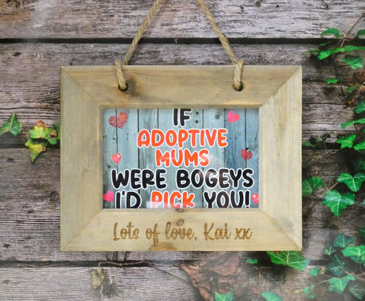 Adoptive Mum Photo Picture Frame Gift - If * Were Bogeys I'd Pick You - Mother's Day Personalised Custom Engraved Fun Cute Xmas Birthday Present