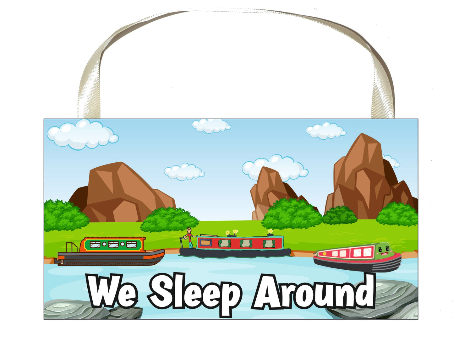 Narrowboat Plaque Gift - We Sleep Around - Fun Cute Cheeky Birthday Novelty Present