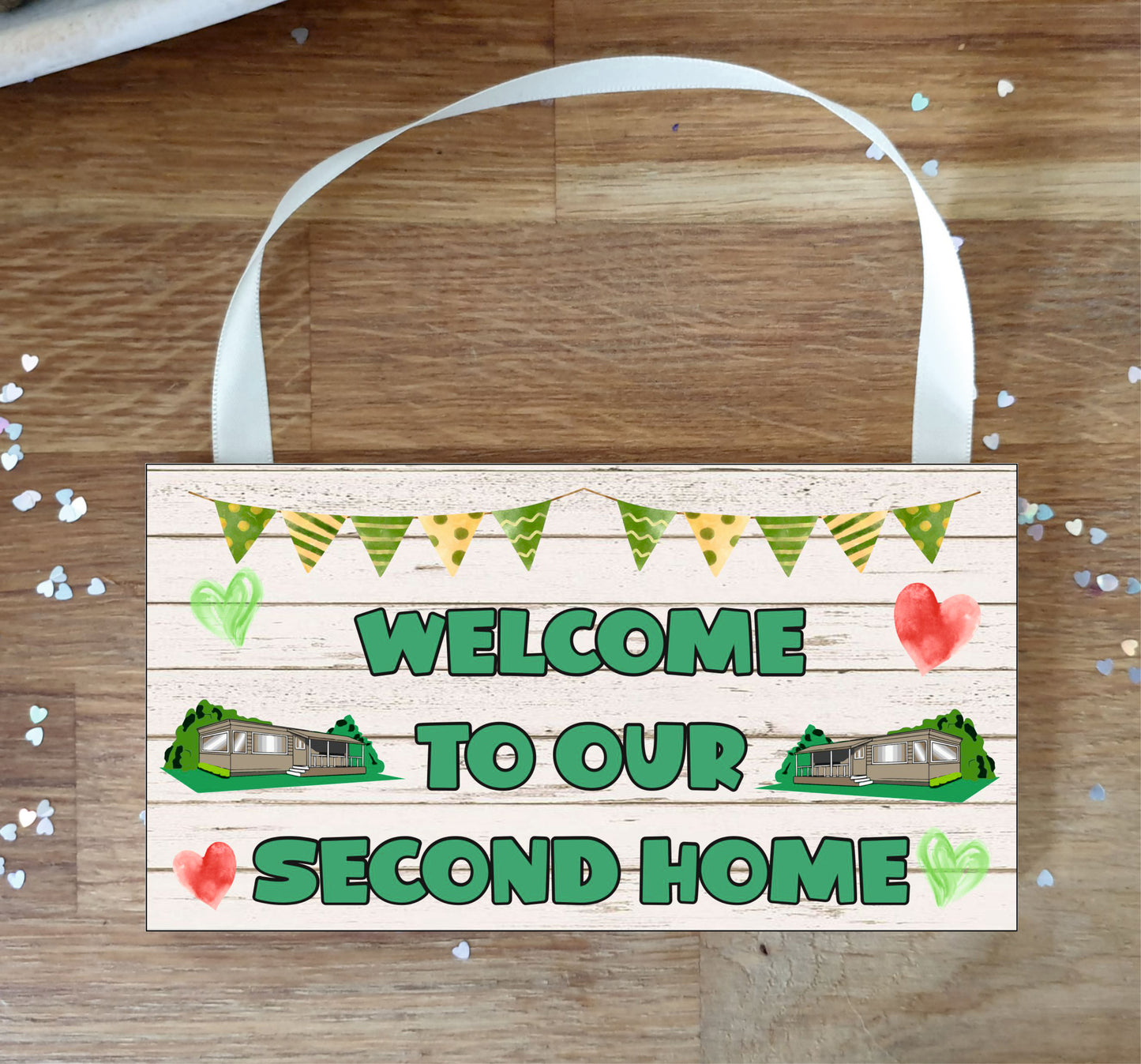 Mobile Home Plaque Gift - Welcome To Our Second Home - Fun Cute Birthday Novelty Present