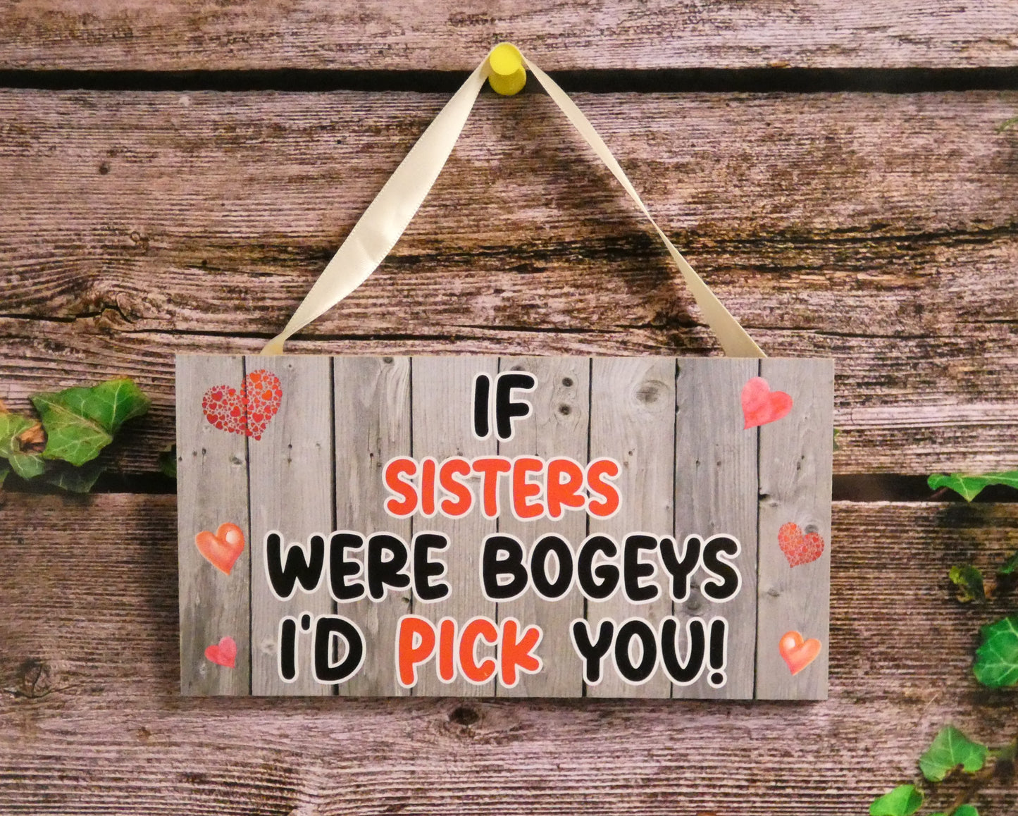 Sister Plaque Gift - If Sisters Were Bogeys I'd We'd Pick You - Funny Rude Cheeky Birthday Novelty Present