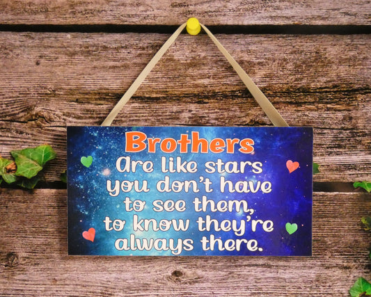 Brother Plaque Gift - Brothers are like stars - Fun Novelty Birthday Christmas Present