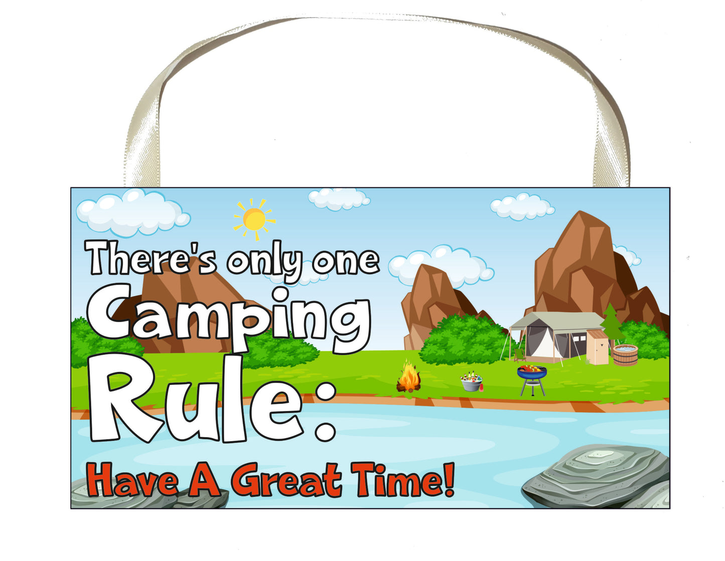 Camping Plaque Gift - There's Only One Camping Rule - Fun Cute Birthday Novelty Present