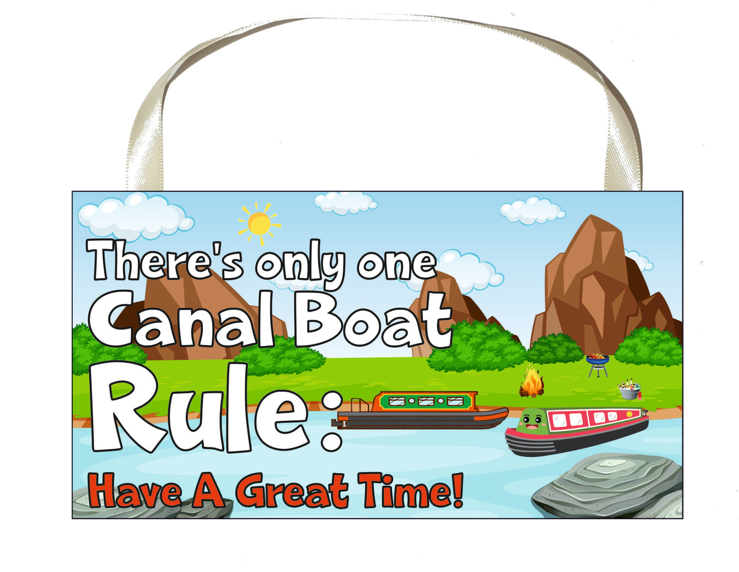 Canal Boat Plaque Gift - There's Only One Canal Boat Rule - Fun Cute Birthday Novelty Present