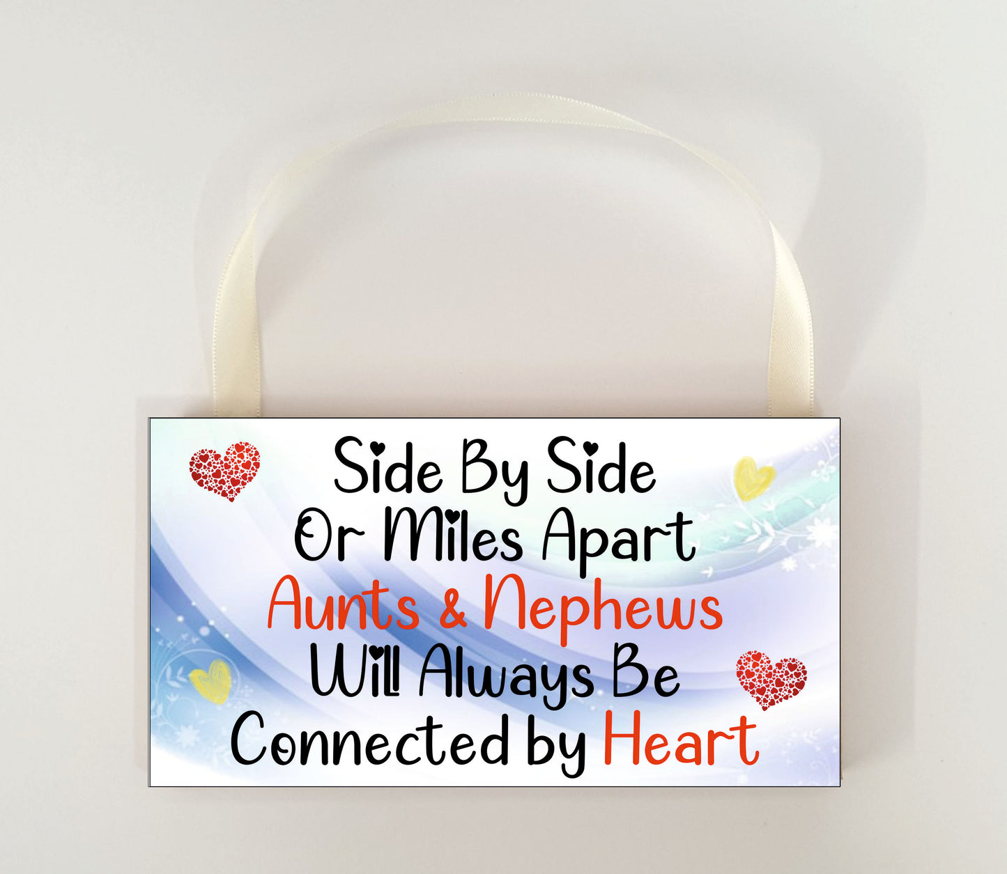 Aunt Nephew Plaque Gift - Side By Side Or Miles Apart - Fun Novelty Birthday Christmas Present