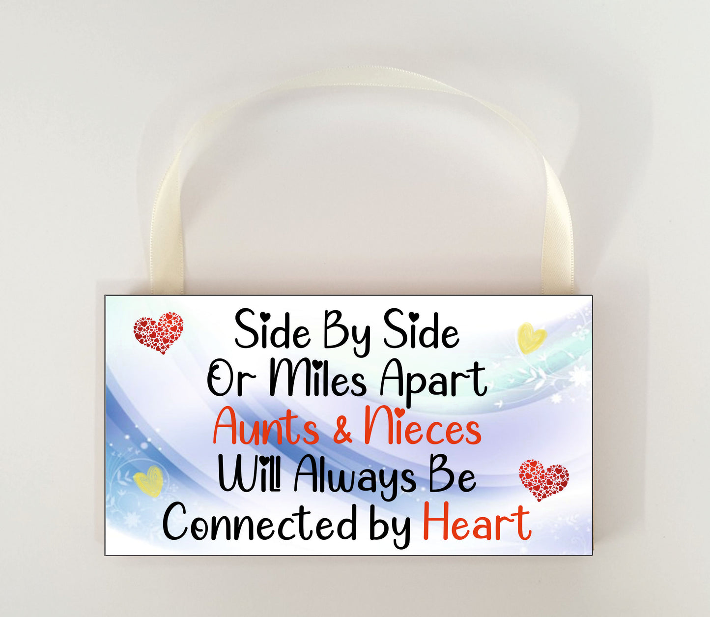 Aunt Niece Plaque Gift - Side By Side Or Miles Apart - Fun Novelty Birthday Christmas Present