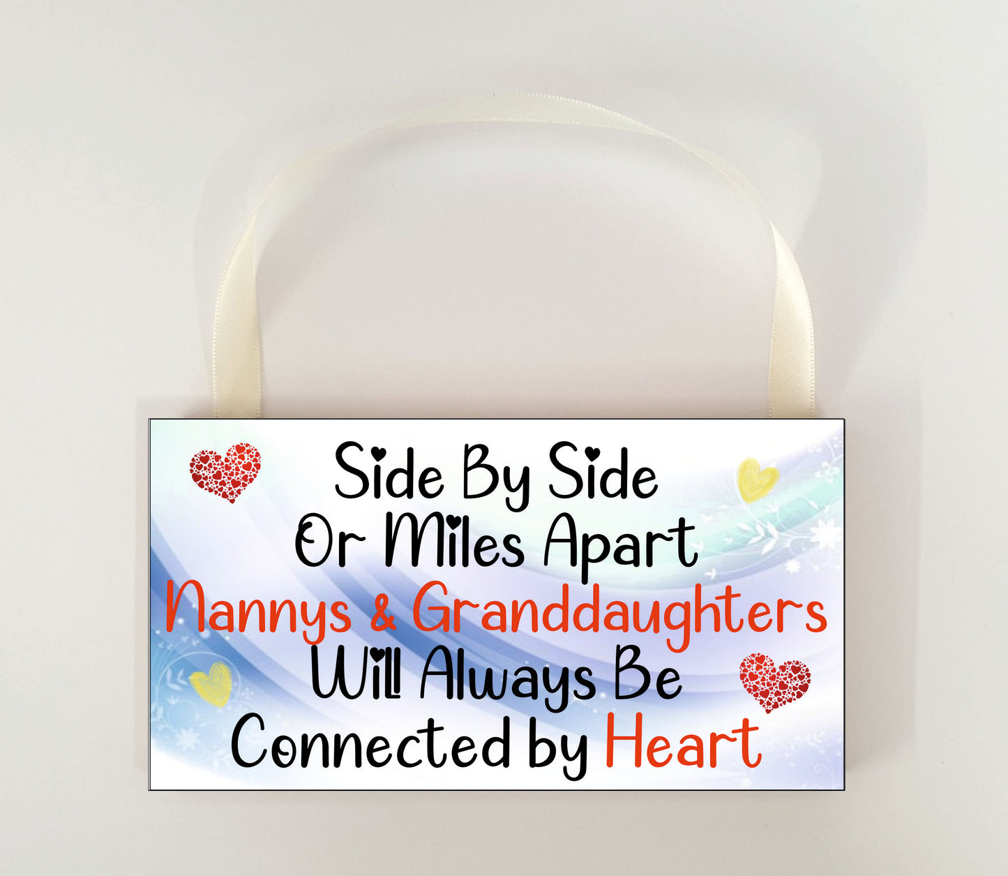 Nanny Granddaughter Plaque Gift - Side By Side Or Miles Apart - Fun Novelty Birthday Christmas Present