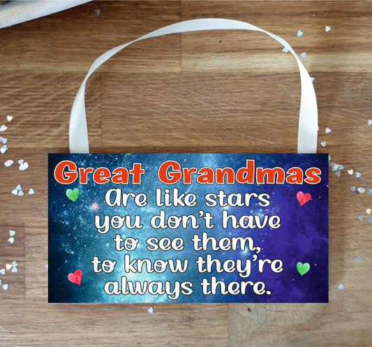 Great Grandma Plaque Gift - Great Grandmas are like stars - Fun Novelty Birthday Christmas Present