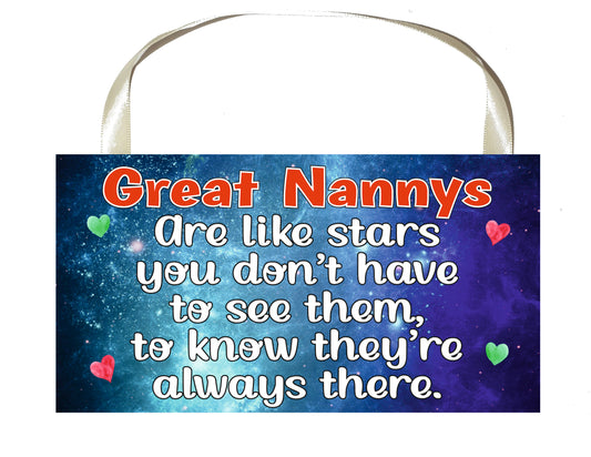 Great Nanny Plaque Gift - Great Nannys are like stars - Fun Novelty Birthday Christmas Present