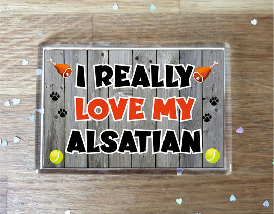 Alsatian Fridge Magnet Gift - I Really Love My - Cute Novelty Fun Dog Owner Present