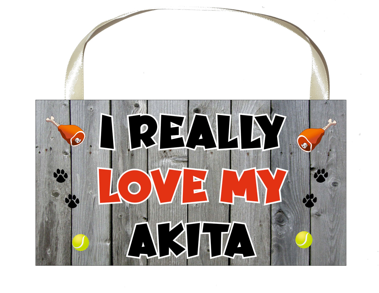 Akita Plaque Gift - I Really Love My - Cute Novelty Fun Dog Owner Lover Sign Present