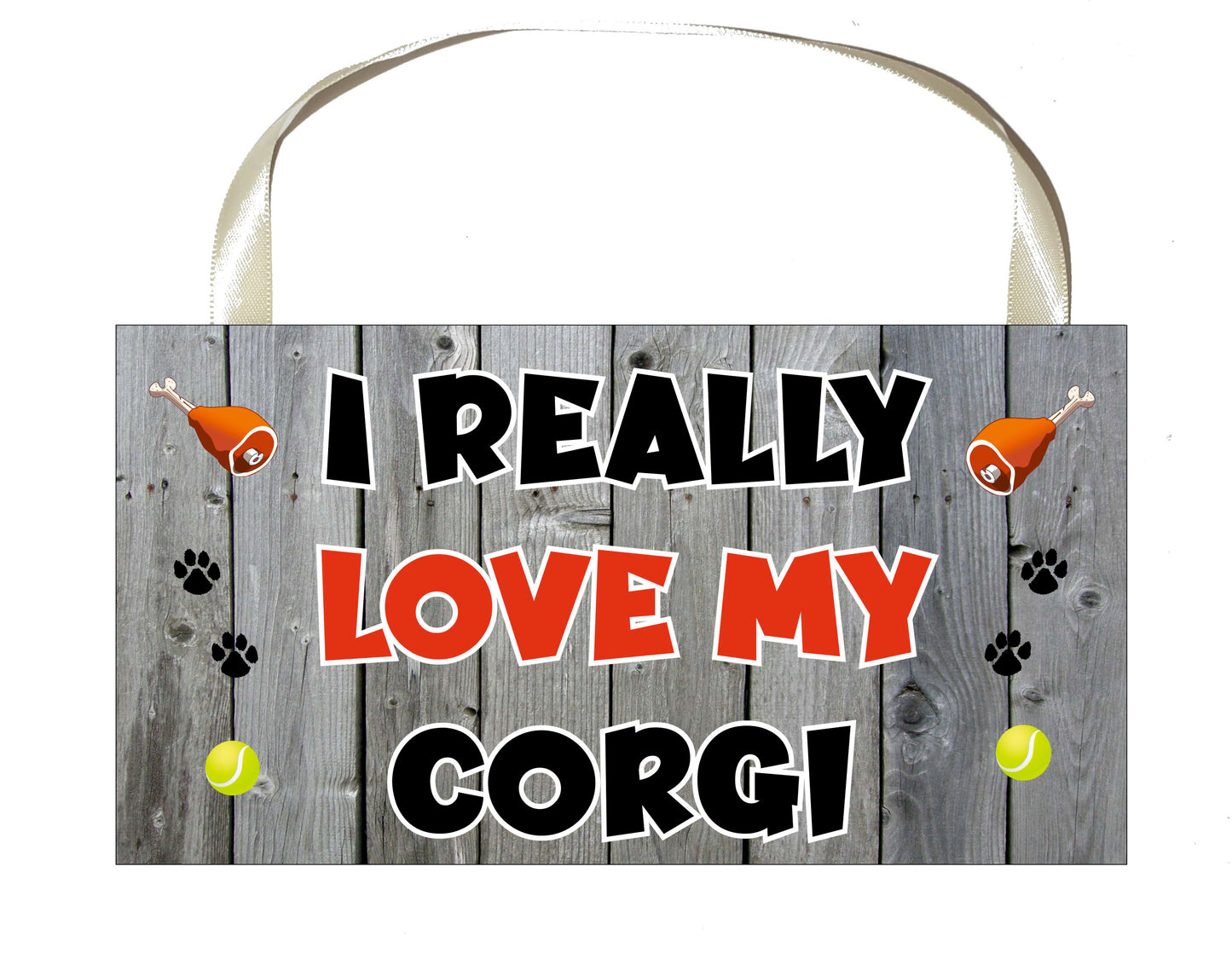 Corgi Plaque Gift - I Really Love My - Cute Novelty Fun Dog Owner - Pet Lover Sign Present